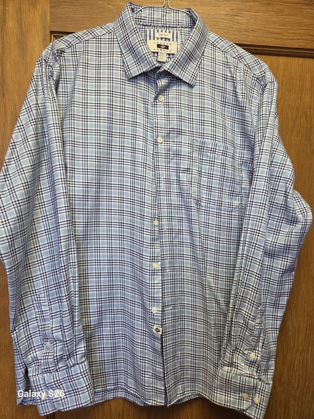 Joseph Abboud Men's Light Blue Plaid Dress Shirt